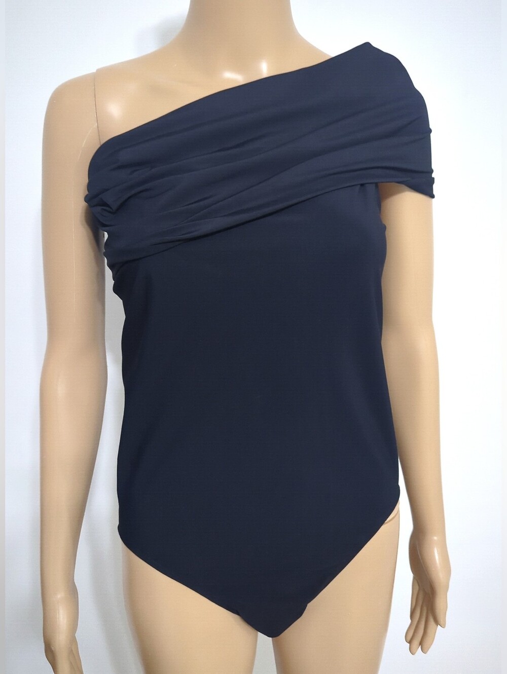 Rick Owens EDFU SS23 Athena One Shoulder One Piece Swimsuit Black IT46 US10 - Picture 2 of 8